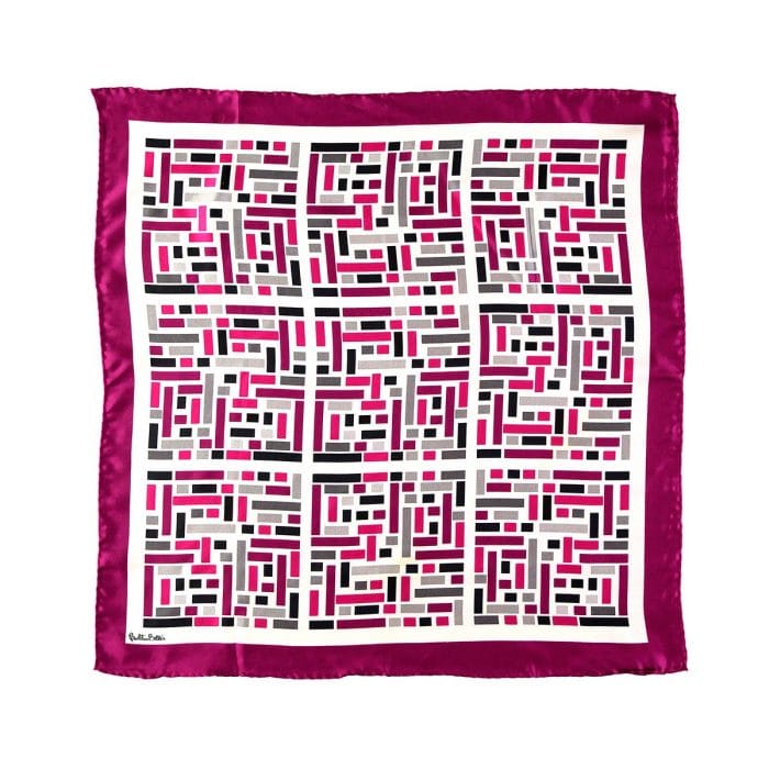 Diseño del pañuelo cuadrado de seda This lovely city en color púrpura