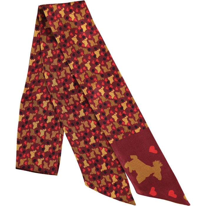 fashion silk twilly scarf with American Cocker and paw print design