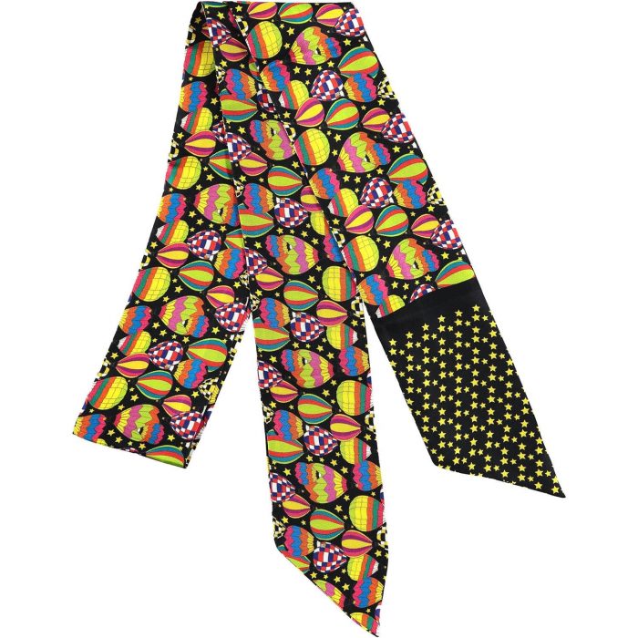 Luxury silk twilly celebrating joy and positivity, in radiant colors. A vibrant accessory that brightens any look.