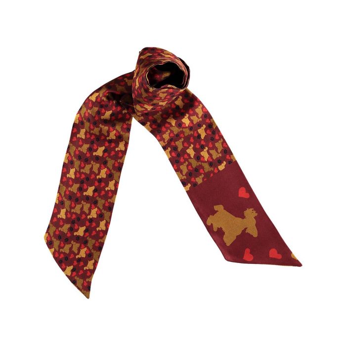 luxury silk twilly Camila In Red 10x170 cm pet-inspired accessory