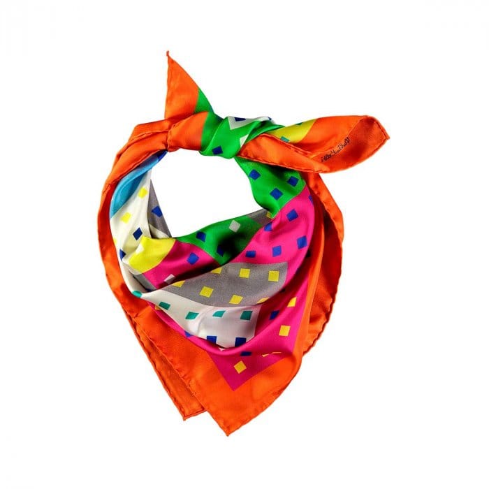 bandana de seda natural en twill 14 mmm patio de los azulejos en tonos naranjas
