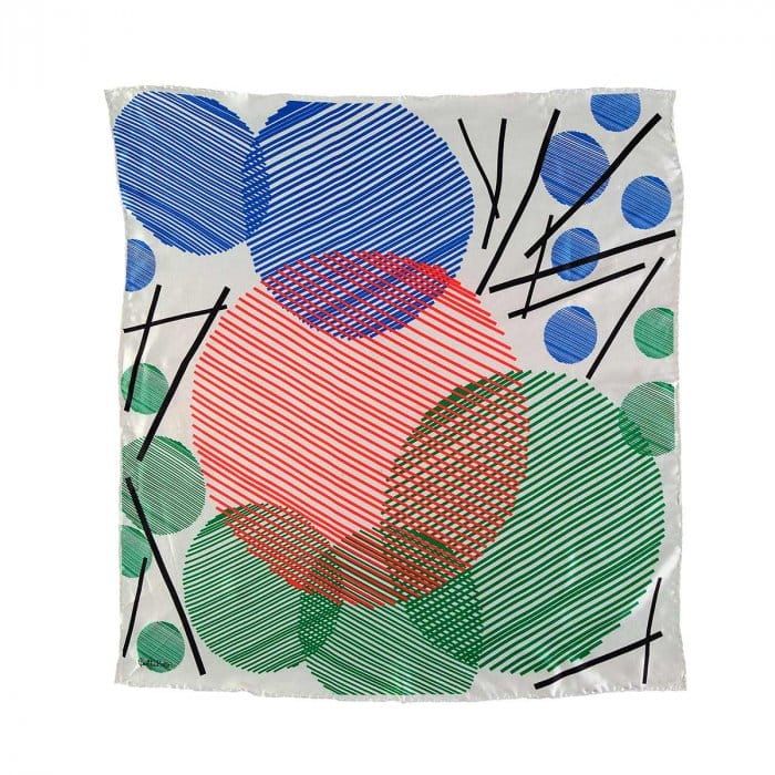 Pañuelo cuadrado de seda en blanco inspirado en arte cinético Jesús Soto