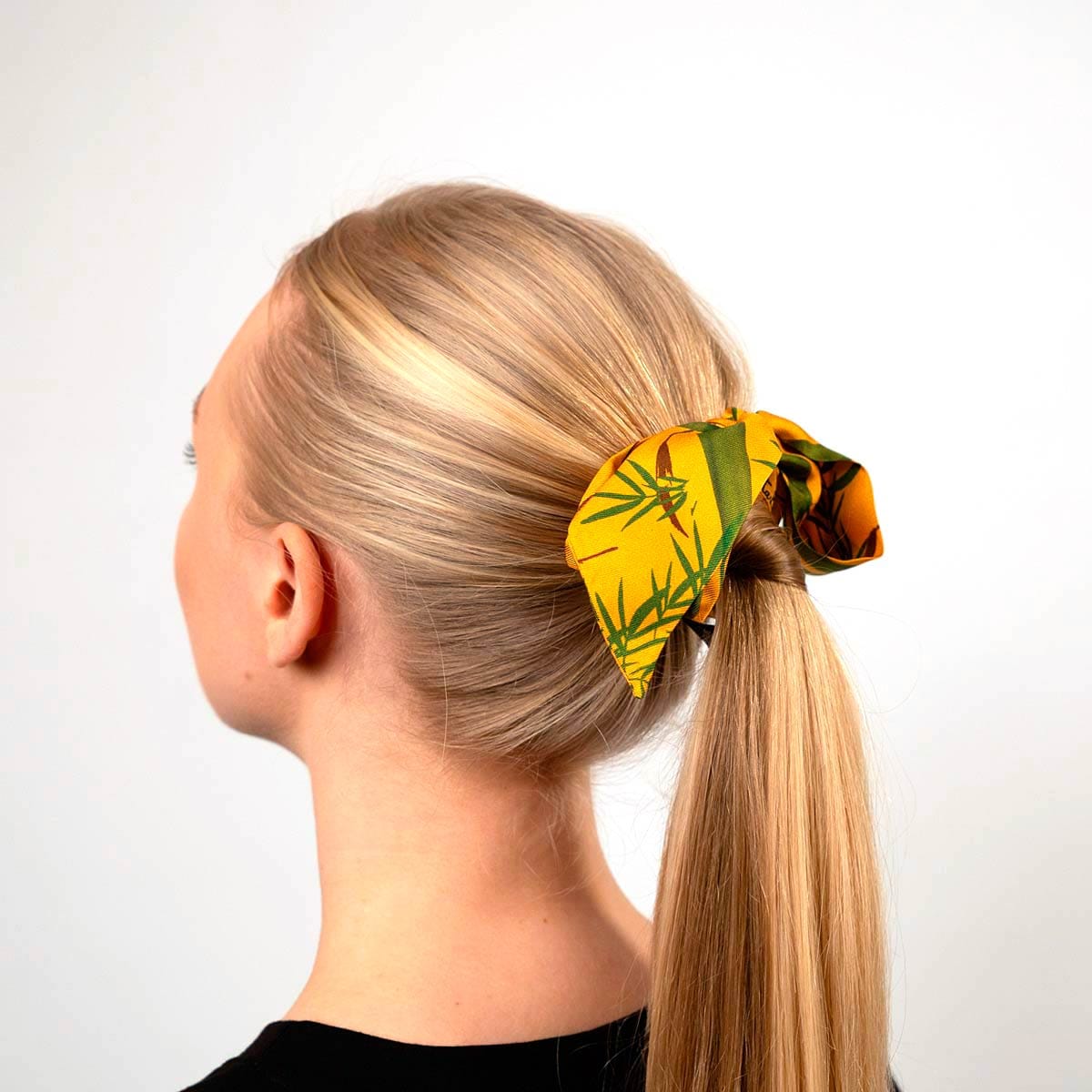 Lazo elegante de seda para el pelo con diseño de bambú